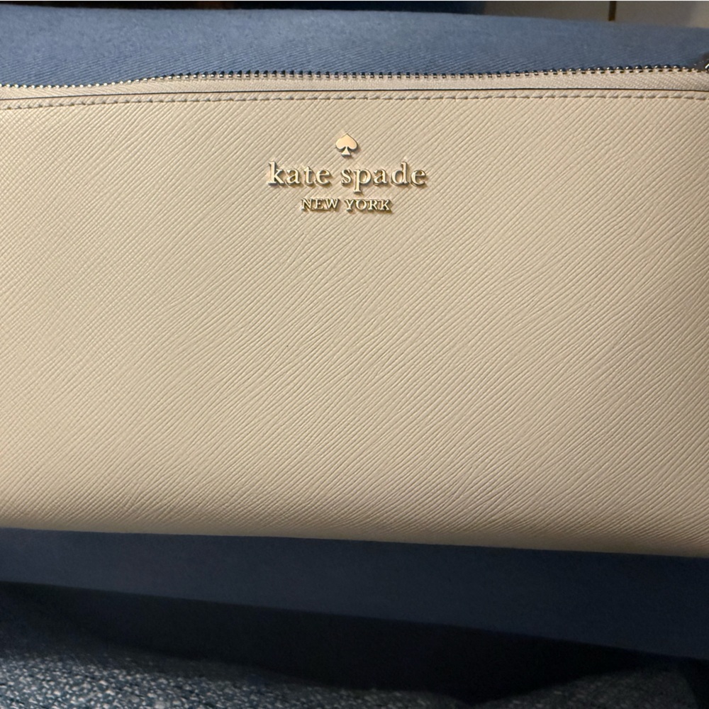 kate spade Cream Wallet with Minimalist Design